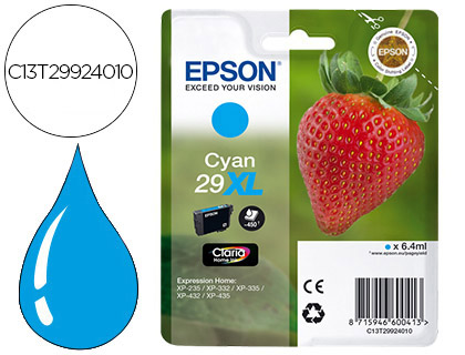CARTOUCHE EPSON T2992 XL JET D'ENCRE FRAISE CLARIA COULEUR CYAN