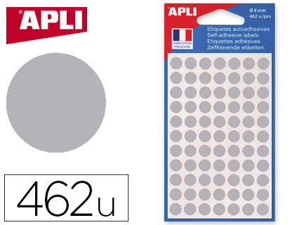 PASTILLE ADHSIVE APLI AGIPA DIAMTRE 8MM PERMANENTE COLORIS ARGENT POCHETTE 308 UNITS