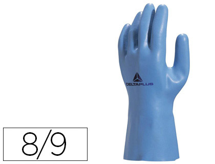 GANT LATEX DELTAPLUS SUPPORT COTON JERSEY LONGUEUR 30CM PAISSEUR 1.25MM COLORIS BLEU TAILLE 8/9 PAIRE