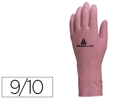 GANT MNAGE DELTAPLUS LATEX FLOQU LONGUEUR 30CM PAISSEUR 0.38MM COLORIS ROSE TAILLE 9/10 PAIRE
