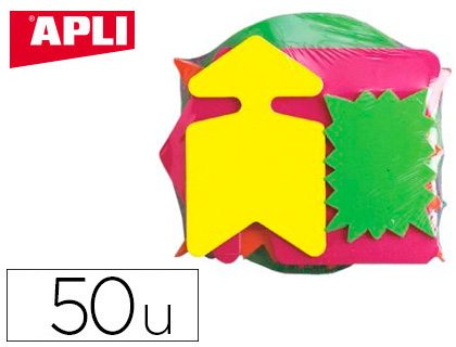 TIQUETTE AFFICHAGE APLI AGIPA CLAT NON EFFAABLE 120X160MM CARTON FLUO 780G ASSORTIMENT JAUNE/ORANGE LOT 50 UNITS