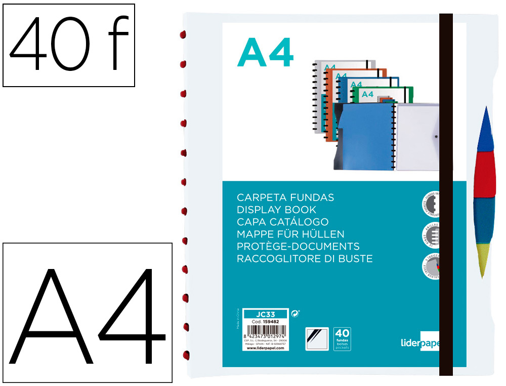 PROTEGE-DOCUMENTS LIDERPAPEL PERSONNALISABLE KANGOUROU 40  POCHETTES AMOVIBLES 5         INTERCALAIRES A4 TRANSPARENT