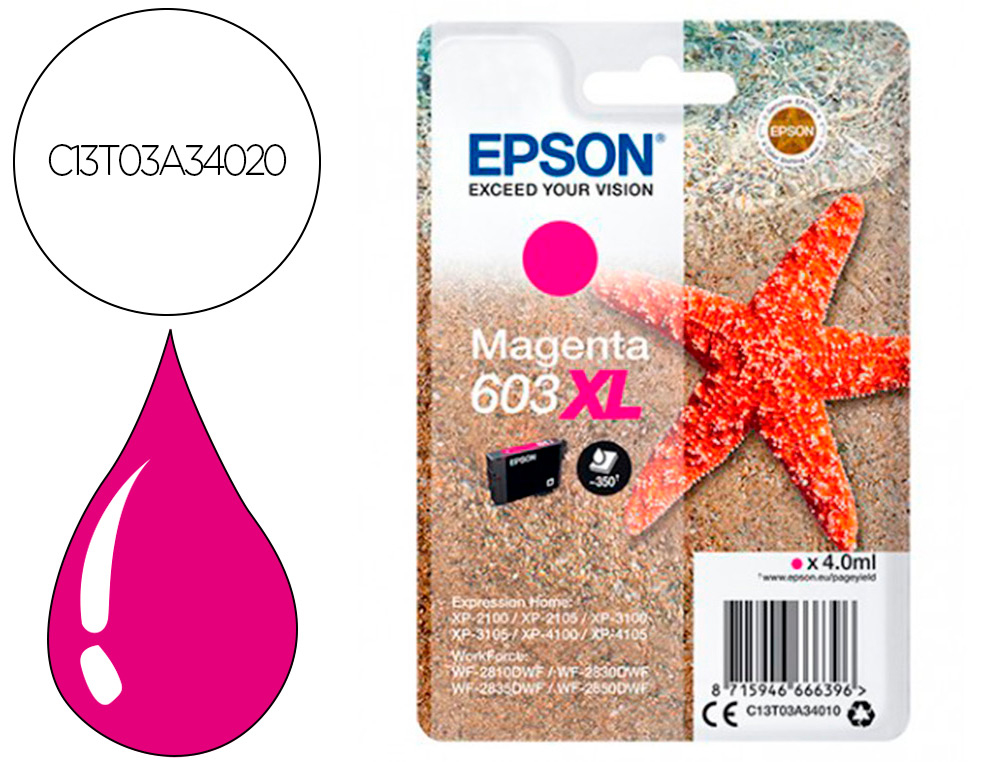 CARTOUCHE ENCRE  EPSON XL ESTRELLA DE MAR 1 603XL RF / AM SINGLE MAGENTA