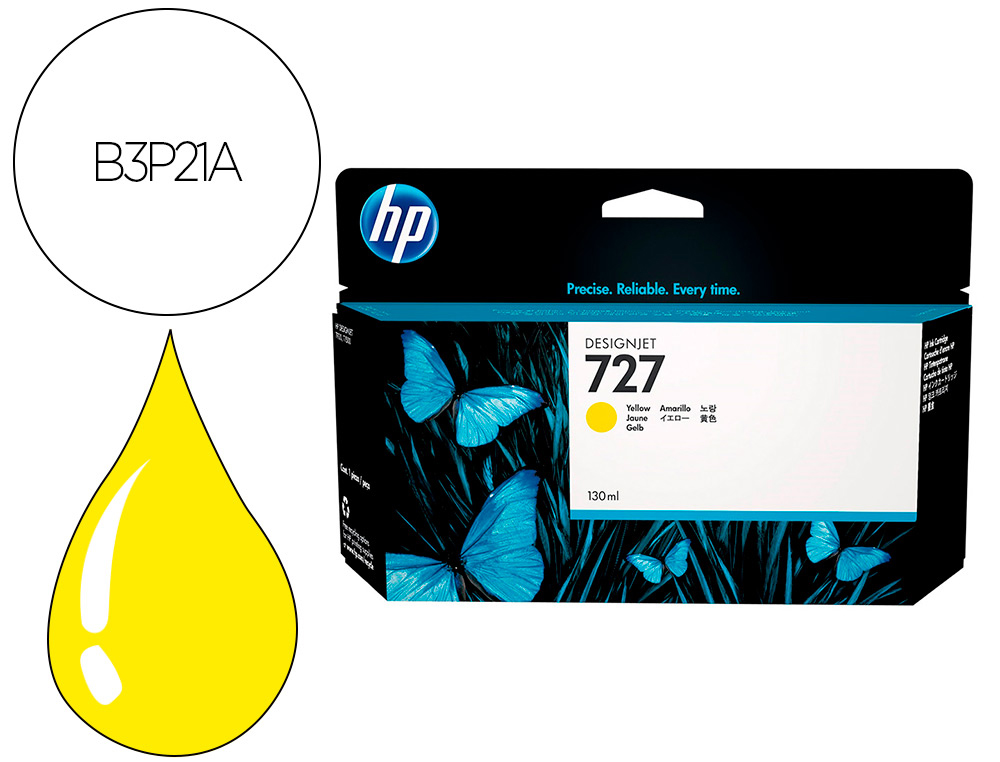 CARTOUCHE HP JET D'ENCRE  727 COULEUR JAUNE 130ML