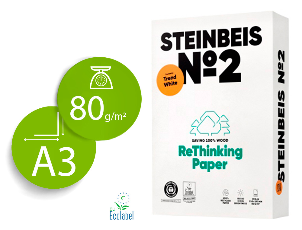 PAPIER STEINBEIS RECYCLE MULTIFONCTION N  2 - 80 GR A3 BLANC