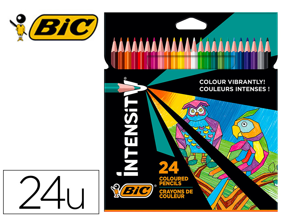 CRAYONS COULEUR BIC INTENSITY UP CORPS TRIANGULAIRE PACK DE 24