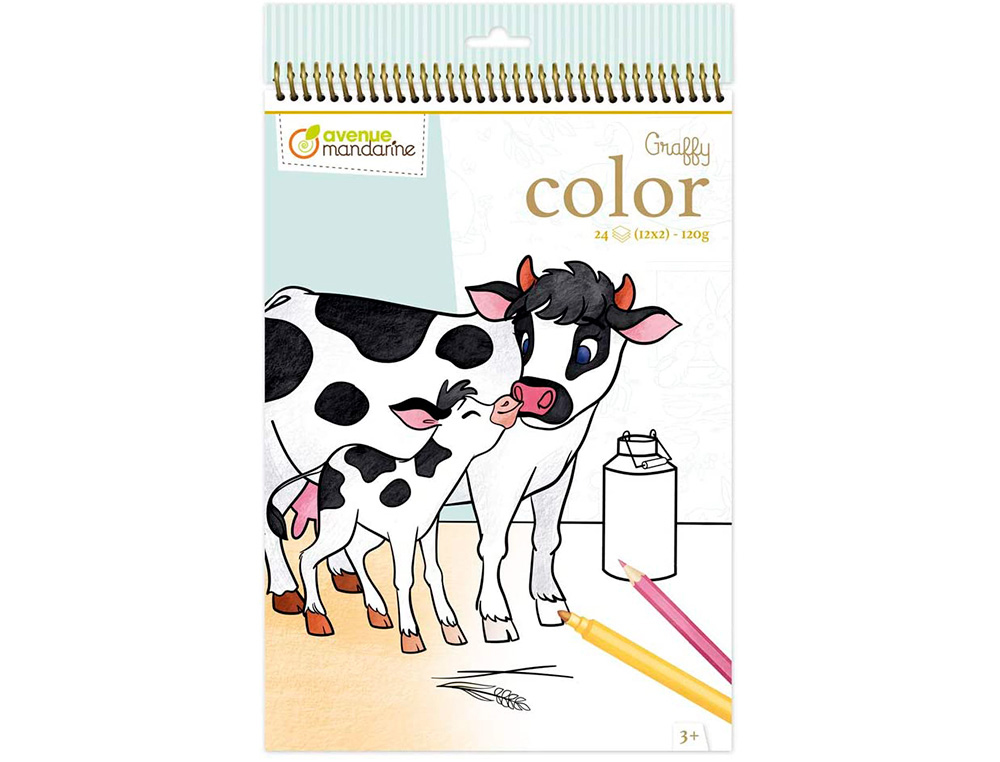 CARNET COLORIER GRAFFY CLAIREFONTAINE ANIMAUX DE LA  FERME MAMAN-B B