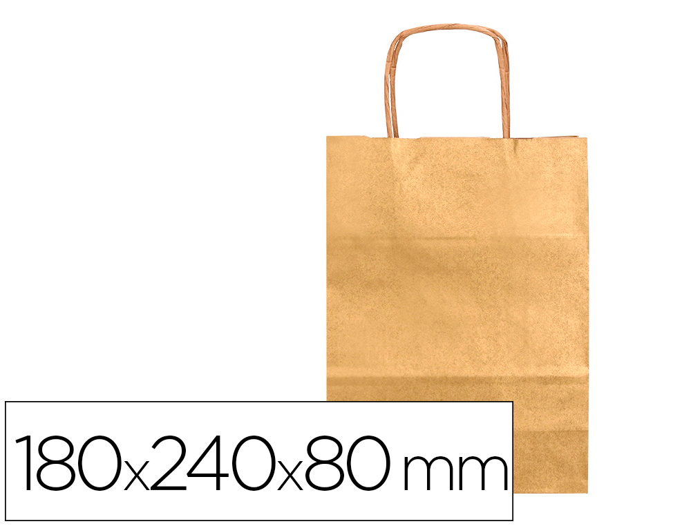 SAC PAPIER Q-CONNECT KRAFT LISSE XS ANSE TORSADEE        180X240X80MM COLORIS OR
