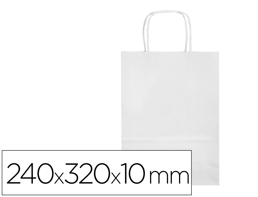 SAC PAPIER Q-CONNECT CELLULOSE S ANSE TORSADEE     240X320X10MM COLORIS BLANC