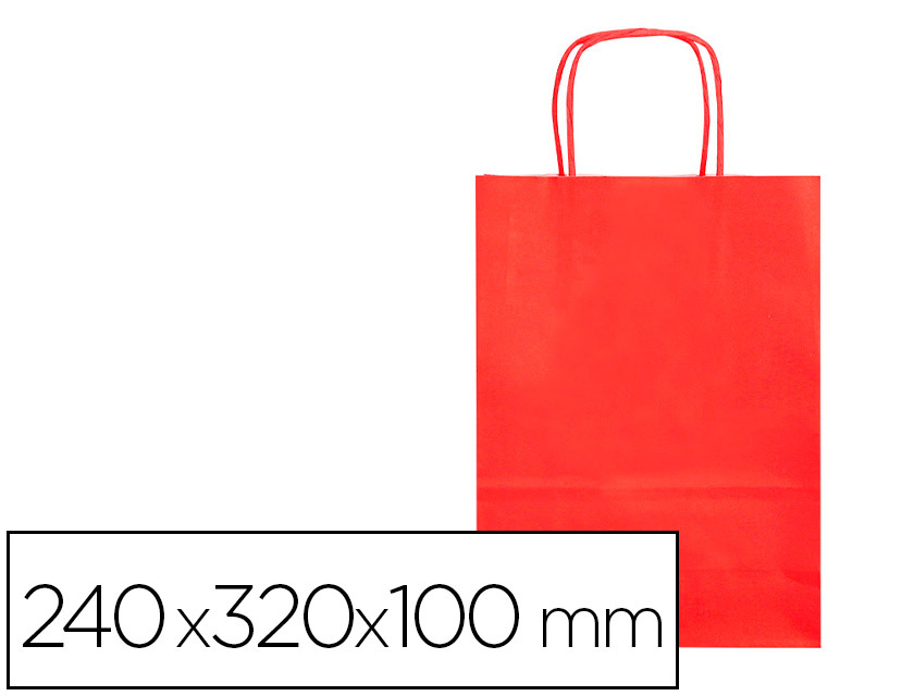 SAC PAPIER Q-CONNECT CELLULOSE S ANSE TORSADEE     240X320X10MM COLORIS ROUGE