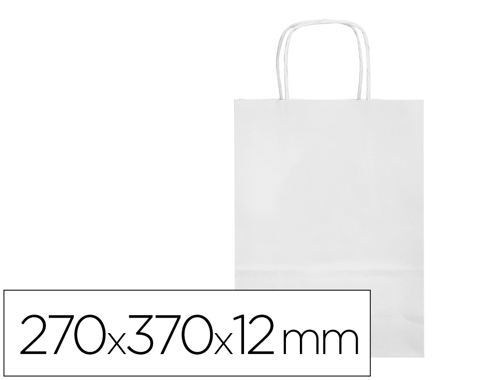 SAC PAPIER Q-CONNECT CELLULOSE M ANSE TORSADEE     270X370X12MM COLORIS BLANC