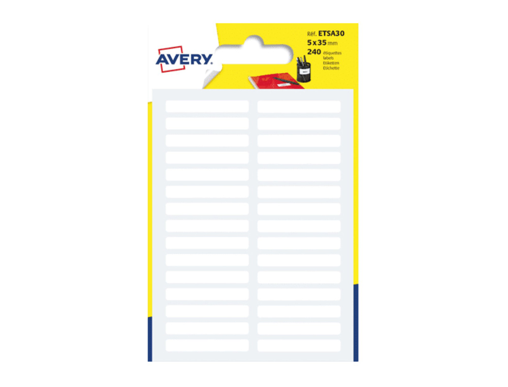 ETIQUETTE MANUSCRITE AVERY 5X35MM COLORIS BLANC POCHETTE 240 UNITES