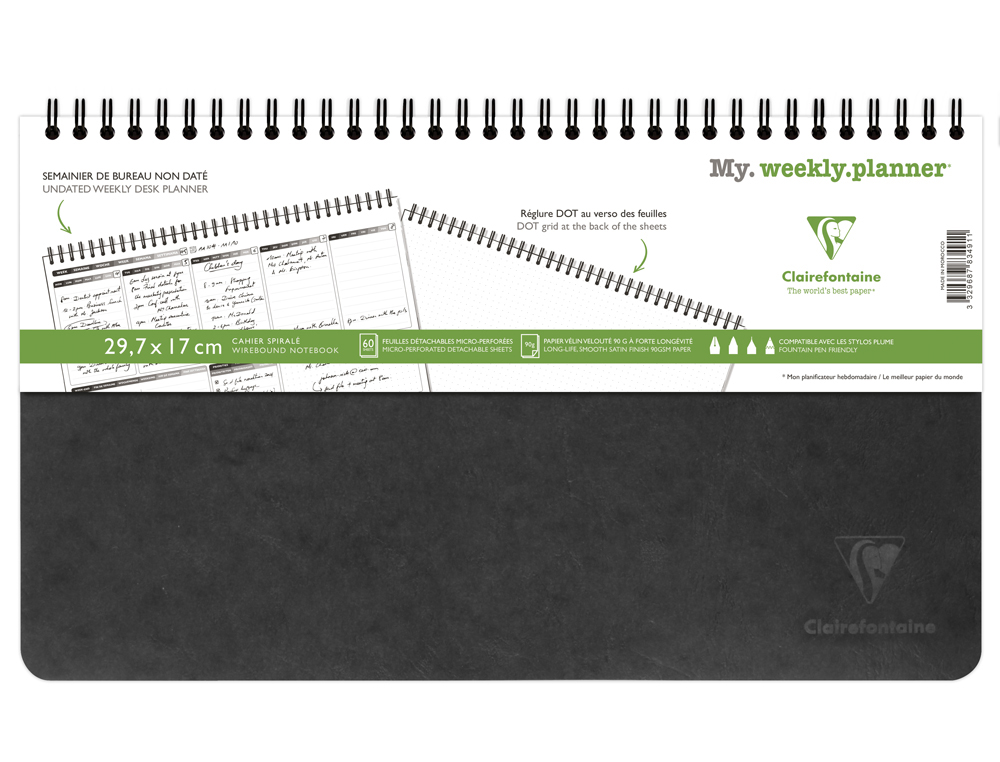 CAHIER CLAIREFONTAINE MY WEEKLY PLANNER NOMADDICT      RELIURE INTEGRALE 297X170MM   120P DETACHABLES REGLURE