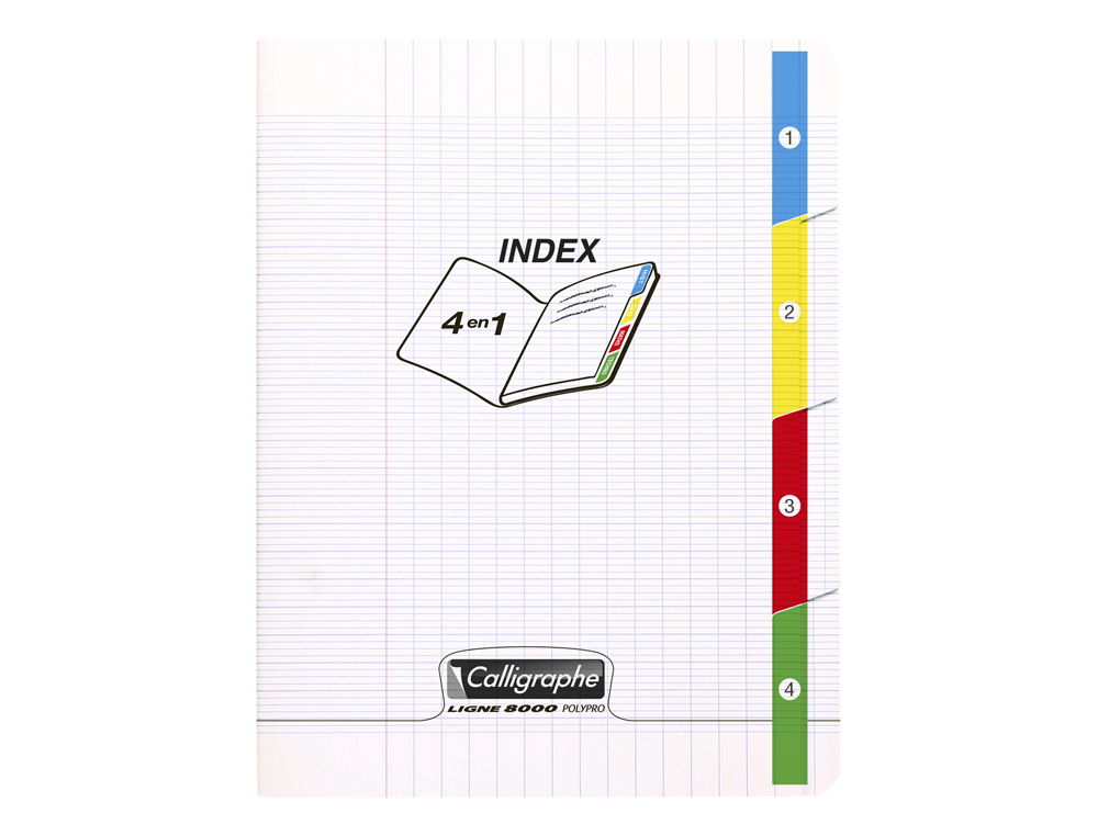 CAHIER PIQUE CLAIREFONTAINE CALLIGRAPHE 8000 POLYPRO 4    INDEX 170X220MM 96 PAGES 90G  REGLURE SEYES COLORIS