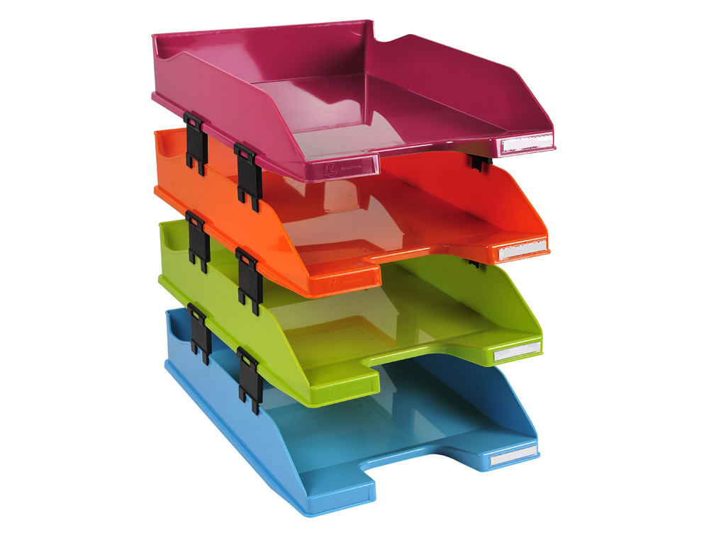 CORBEILLE COURRIER EXACOMPTA MIDI-COMBO IDERAMA SUPERPOSABLE VERTICALE/ESCALIER LOT DE 4  CORBEILLE ASSORTIES