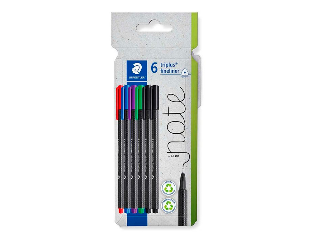 FEUTRE STAEDTLER TRIPLUS FINELINER 334 TRIANGULAIRE    POINTE SUPERFINE 0,3MM        COLORIS ASSORTIS ETUI CARTON
