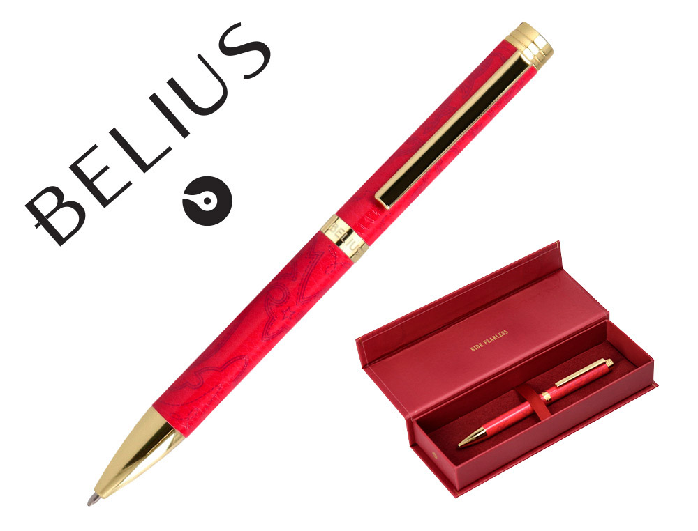 STYLO-BILLE BELIUS WILD WEST ALUMINIUM ENCRE BLEUE COLORIS BORDEAUX DORE BOITE DESIGN