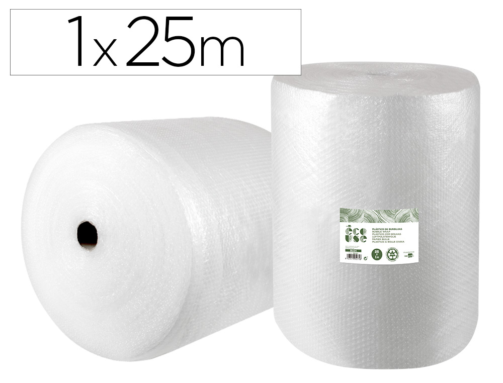 FILM A BULLES LIDERPAPEL ECOUSE 30% PLASTIQUE RECYCLE  30G/M2 ROULEAU 1X25M