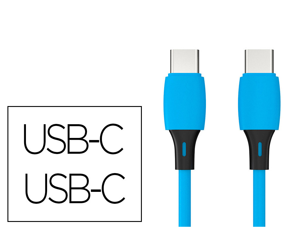 CABLE Q-CONNECT USB-C VERS USB-C PVC LONGUEUR 1M COLORIS BLEU