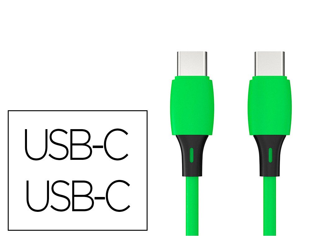 CABLE Q-CONNECT USB-C VERS USB-C PVC LONGUEUR 1M COLORIS VERT