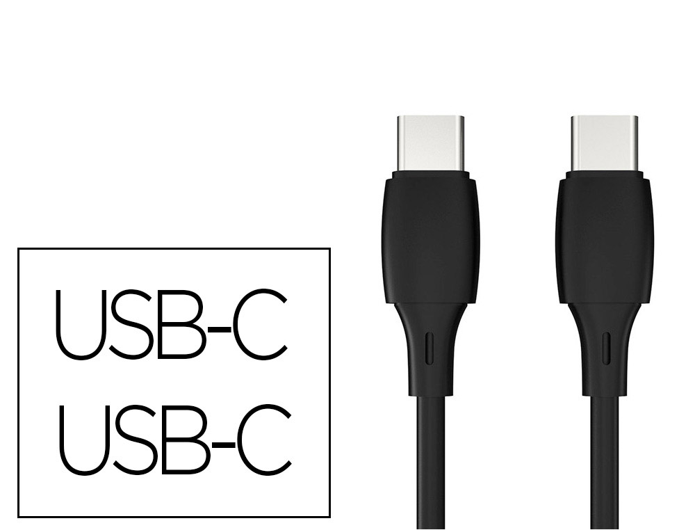 CABLE Q-CONNECT USB-C VERS USB-C PVC LONGUEUR 1M COLORIS NOIR