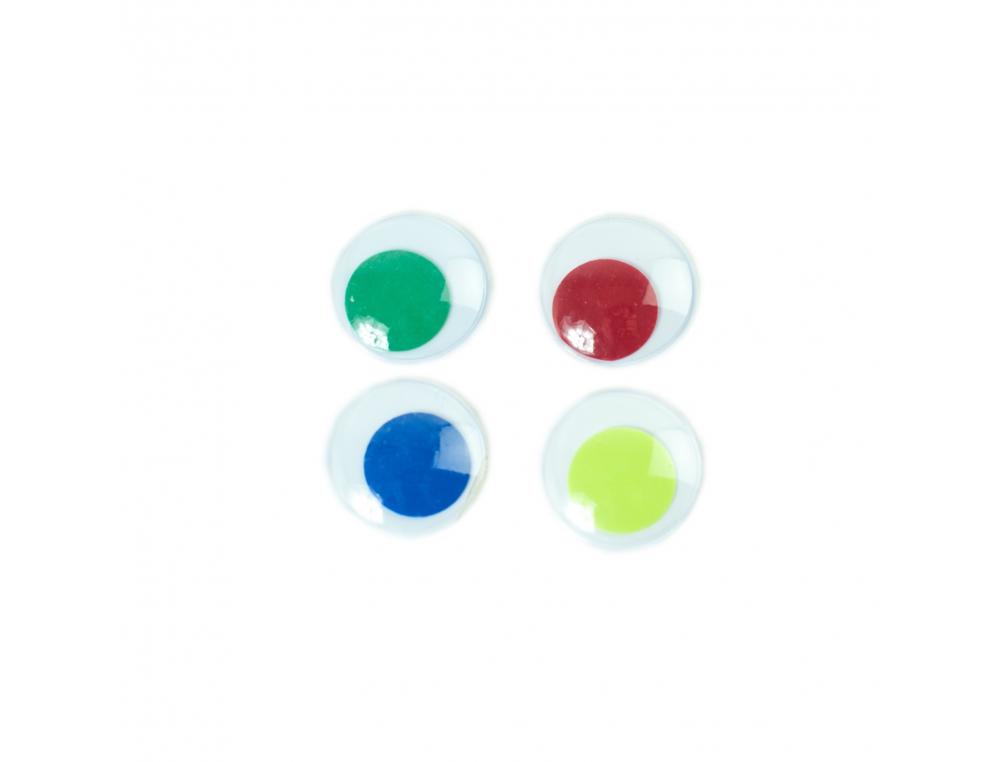 YEUX MOBILES CLEOPATRE RONDS ADHESIFS SANS CILS DIAMETRE   28MM SACHET DE 20 UNITES