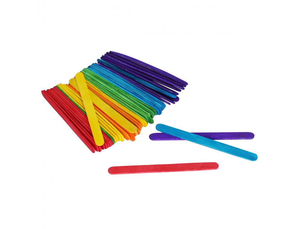 BATONNET BOIS PLAT OCOLOR 11.4CM COLORIS ASSORTIS LOT   DE 600