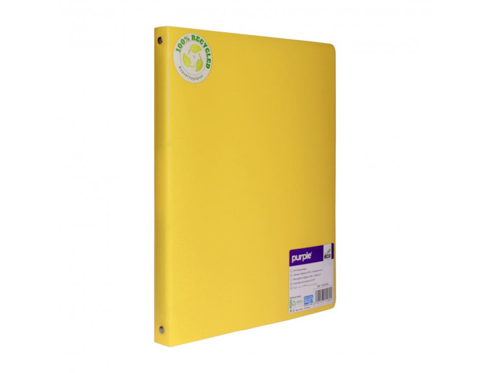 CLASSEUR 4 ANNEAUX POLYPRO RECYCLE OFFICE PLAST DOS 20MM COLORIS JAUNE