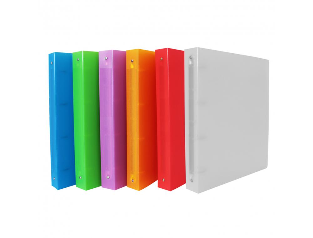 CLASSEUR SOUPLE 4 ANNEAUX POLYPRO OFFICE PLAST 32X26,8  CM DOS 40MM COLORIS ASSORTIS