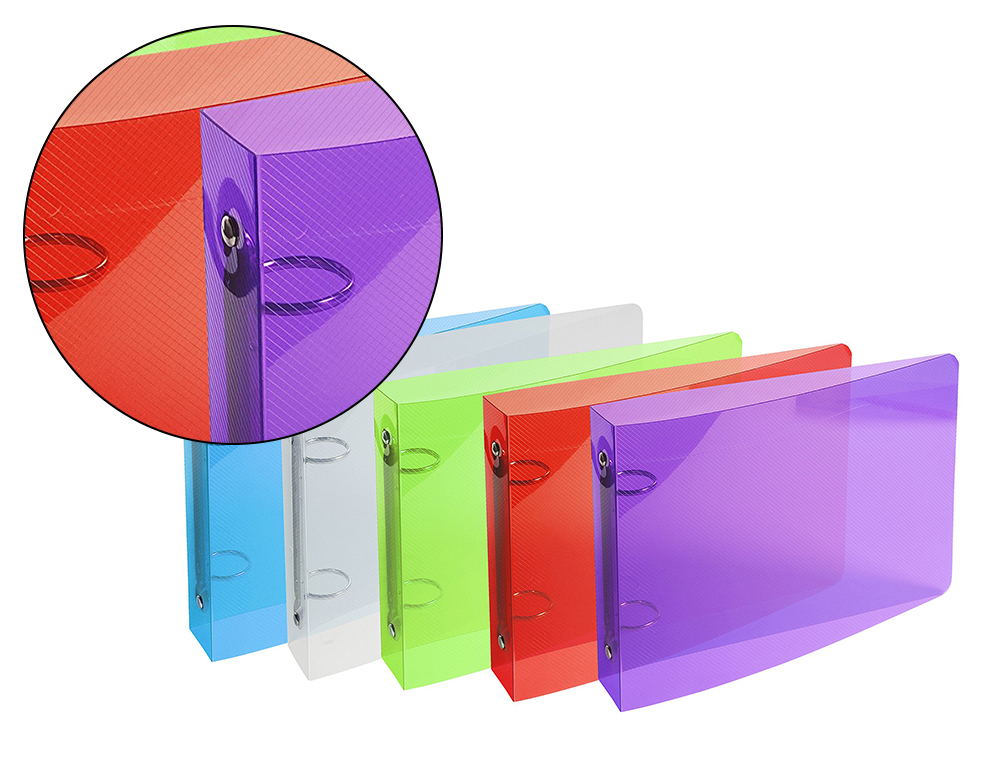 CLASSEUR EXACOMPTA FORMAT ITALIENNE POLYPRO CAPACITE    100 FICHES BRISTOL 2 ANNEAUX  DOS DE 35 MM COLORIS ASSORTIS