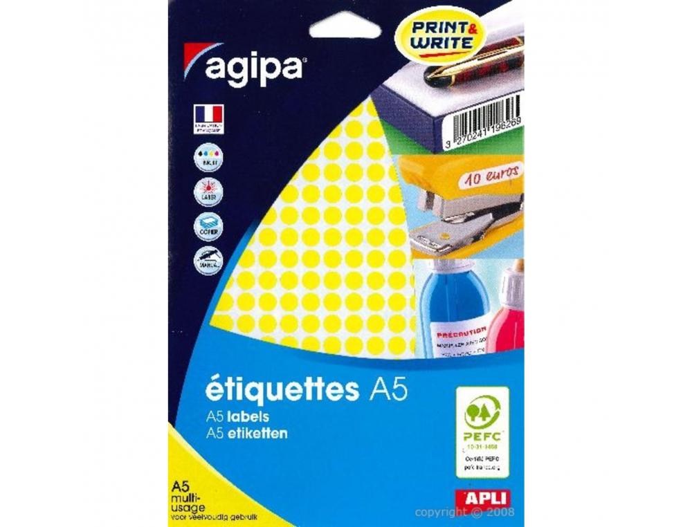 PASTILLES MULTI-USAGE APLI 8MM POCHETTE DE 10 COLORIS    JAUNE 2940 UNITES