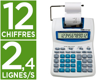 CALCULATRICE IBICO 1214X IMPRIMANTE 12 CHIFFRES TOUCHE MARGE BÉNÉFICIAIRE 152X218X55MM 445G IMPRESSION BICOLORE