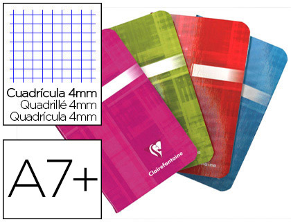 CARNET PIQUÉ CLAIREFONTAINE PAPIER VÉLIN VELOUTÉ COUVERTURE PELLICULÉE LAVABLE 7,5X12CM 48 PAGES 90G 4X4MM