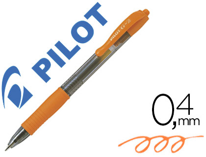 ROLLER PILOT G2 7 FUN ECRITURE MOYENNE 0.4MM ENCRE GEL RETRACTABLE CORPS TRANSLUCIDE GRIP CAOUTCHOUC ORANGE