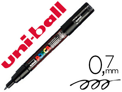 MARQUEUR POSCA PC1MC GOUACHE ENCRE INODORE TOUTES SURFACES POINTE ULTRA-FINE CONIQUE COULEUR OPAQUE COUVRANTE NOIR
