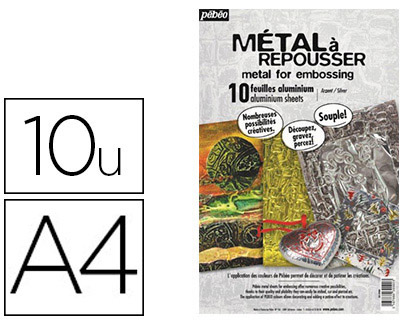 MTAL  REPOUSSER JPC FORMAT A4 210X297MM COLORIS ASSORTIS OR/ARGENT SACHET 10F