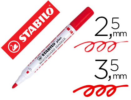 MARQUEUR STABILO PLAN TABLEAU BLANC POINTE OGIVE ROUGE