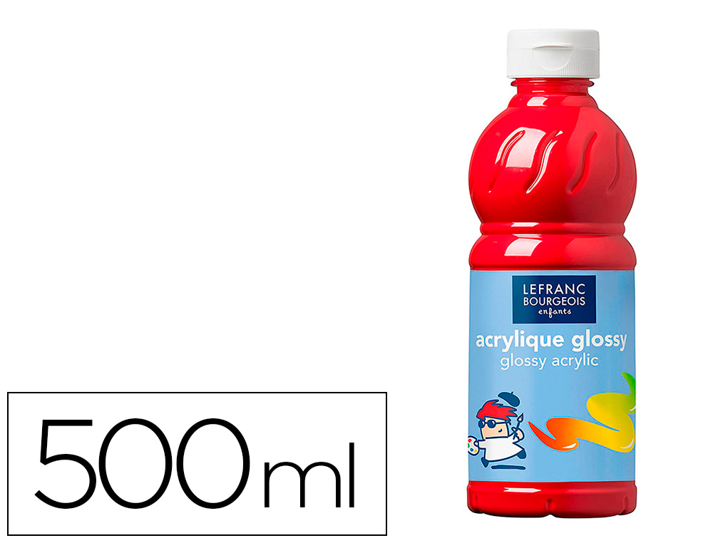 PEINTURE ACRYLIQUE LEFRANC BOURGEOIS GLOSSY FLUIDE BRILLANTE INDLBILE MULTI-SUPPORTS ORANGE FLACON 500ML