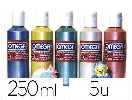 GOUACHE NACRE OMGA ONCTUEUSE TOUS SUPPORTS SCHAGE RAPIDE COLORIS ASSORTIS BOTE 5 FLACONS 250ML