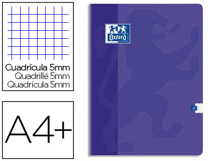 CAHIER PIQUÉ OXFORD COUVERTURE PELLICULÉE LAVABLE A4+ 24X32CM 48 PAGES 90G 5X5MM