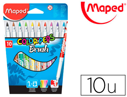 FEUTRE COLORIAGE MAPED BRUSH POINTE PINCEAU COLORIS VIFS POCHETTE CARTON 10 UNITS