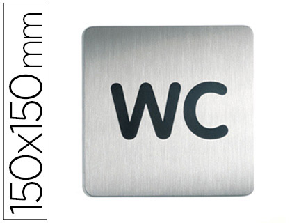 PLAQUE PICTOGRAMME DURABLE WC CARR GRAND FORMAT ACIER BROSS INOXYDABLE PASTILLE ADHSIVE AU DOS 150X150MM