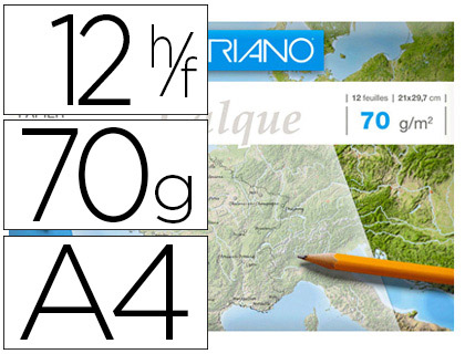 PAPIER CALQUE FABRIANO DESSIN INDUSTRIEL CRAYON ENCRE 70G A4 297X210MM POCHETTE 12F