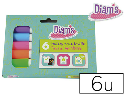 FEUTRE TEXTILE FLUO OZ INTERNATIONAL DIAM'S POINTE BLOQUE SCHAGE RAPIDE COLORIS ASSORTIS POCHETTE 6 UNITS