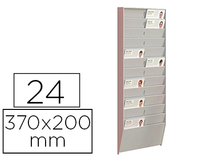 PORTE-BADGE PAPERFLOW MURAL 24 CASES 375X199X25MM COLORIS GRIS
