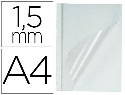 COUVERTURE FELLOWES THERMORELIEUR PR-ENCOLLE DESSUS PVC DESSOUS CARTON BLANC 1/8F PAISSEUR 1.5MM A4 BOTE 100F