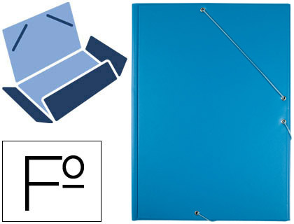 CHEMISE LIDERPAPEL CARTON REMBORD DOS FLEXIBLE A4+ 320X240MM 3 RABATS LASTIQUE COLORIS BLEU CIEL