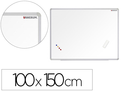 TABLEAU BLANC VANERUM MAILL MAGNTIQUE CADRE ALUMINIUM ANODIS FIXATION MUR 100X150CM