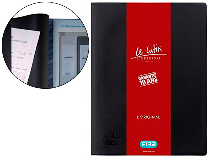 PROTGE-DOCUMENTS ELBA LE LUTIN COUVERTURE PVC SOUPLE 34/100E 30 POCHETTES 60 VUES COLORIS NOIR