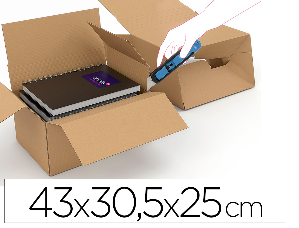 CAISSE  HAUTEUR VARIABLE ANTALIS CARTON ONDUL FOND AUTOMATIQUE PRDCOUPE AUX ANGLES 43X30,5X25CM